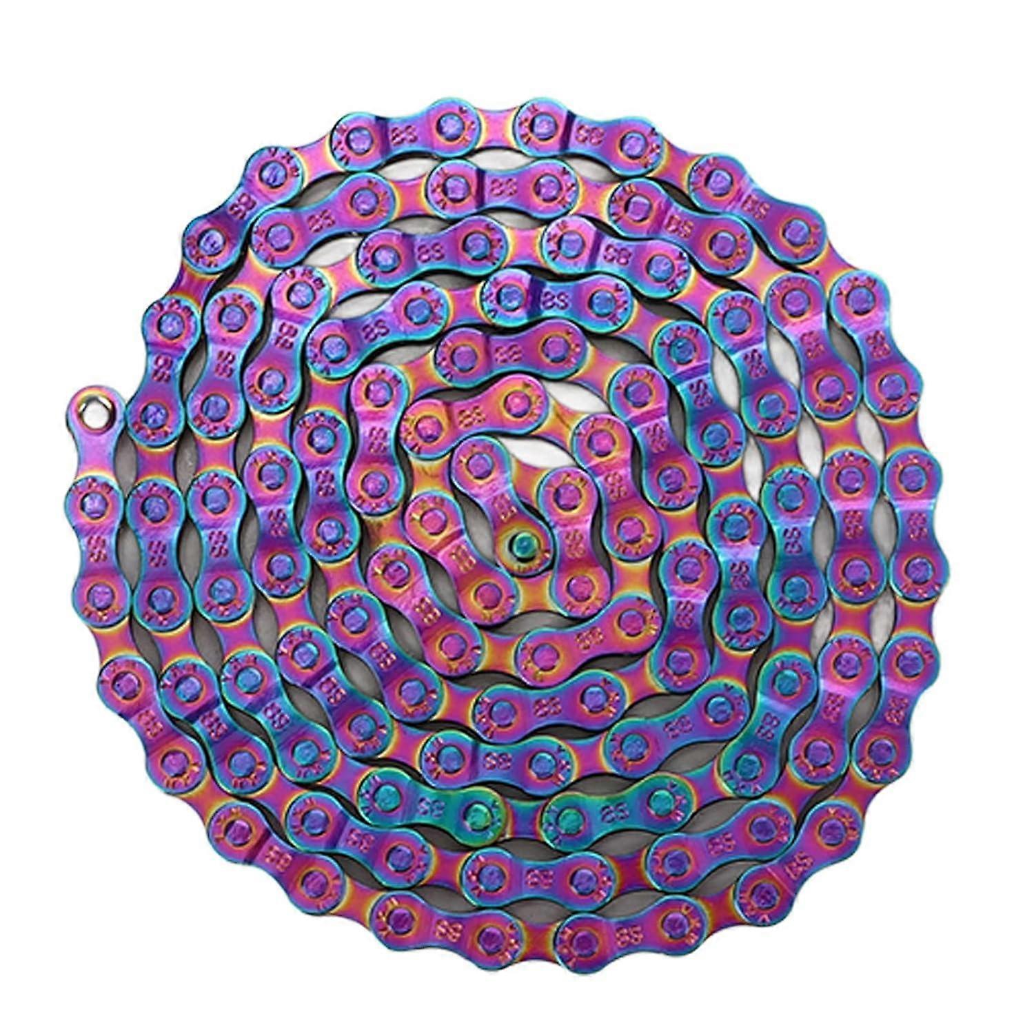 6/7/8 Colorful Carbon Steel Bike Chain, Rust Proof Sensitive Colorful Electroplating 6 7 8 Speed Chain for Road Mountain Bikes