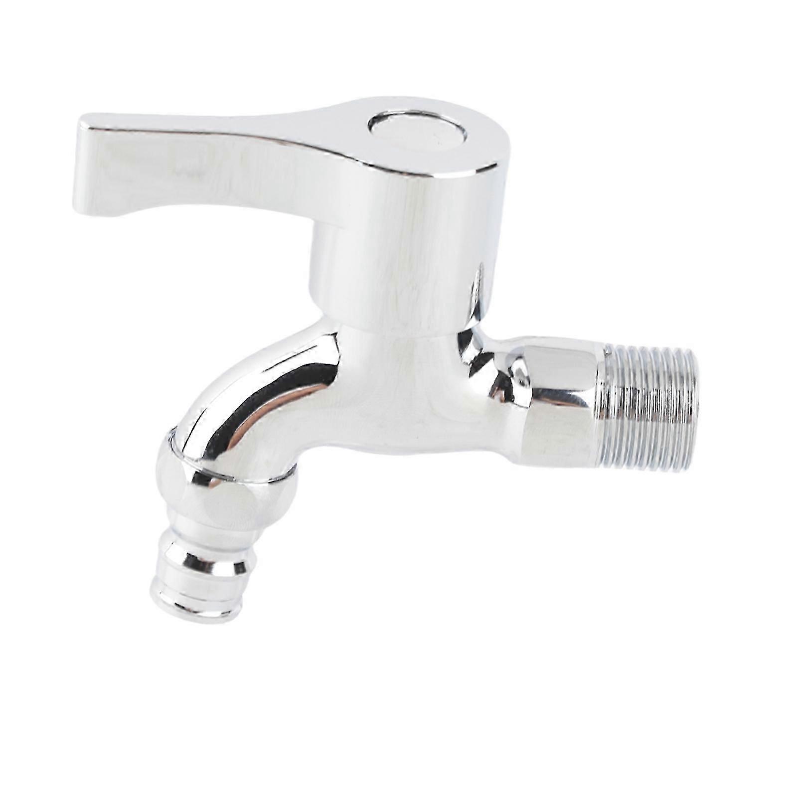 Washing Machine Tap Quick-Open Single Cold Water Tap Chrome-Plated Flat Handle Durable Corrosion-Resistant Easy Installation For Laundry and Garden Us