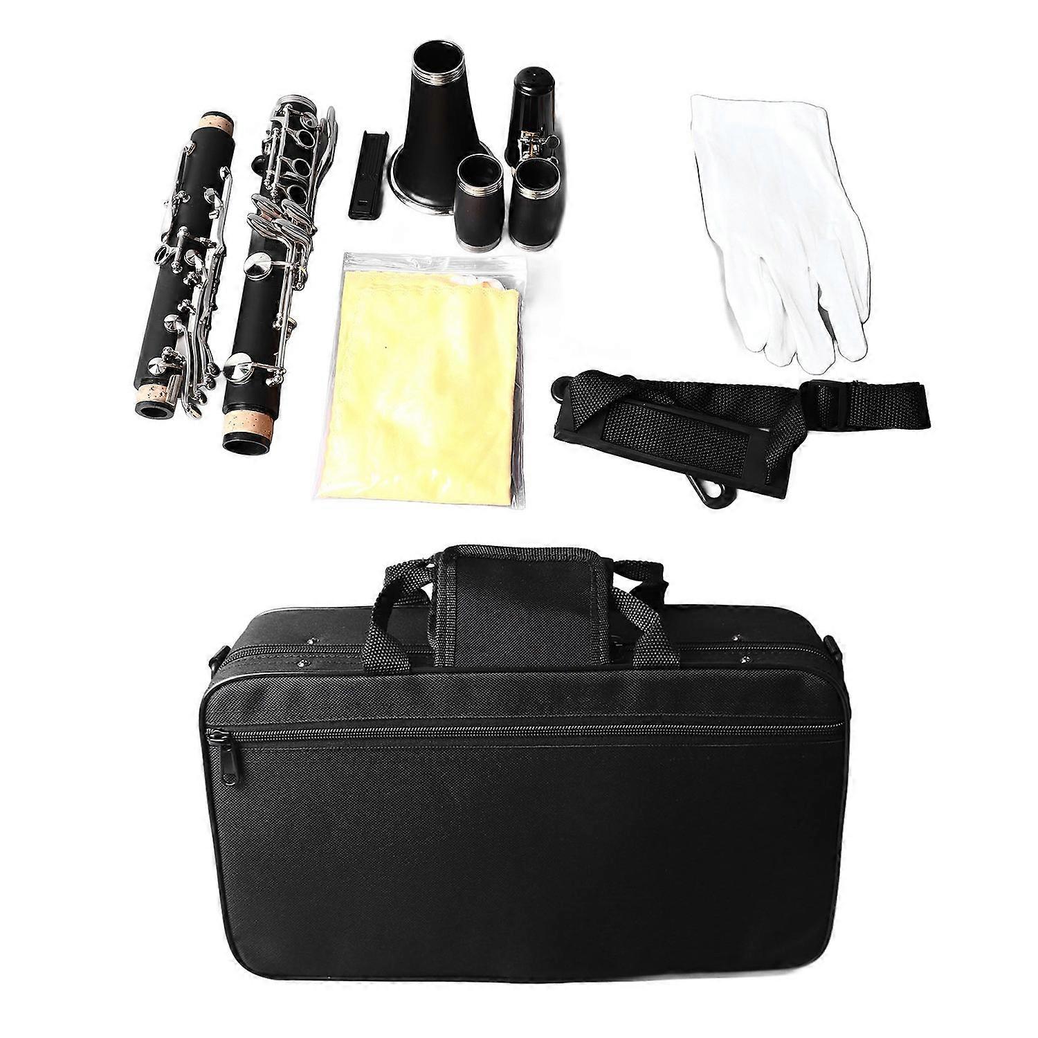 Bb Clarinet Engineering Plastic Ni Plated Key Professional Clarinet with Gloves Shoulder Strap Cloth