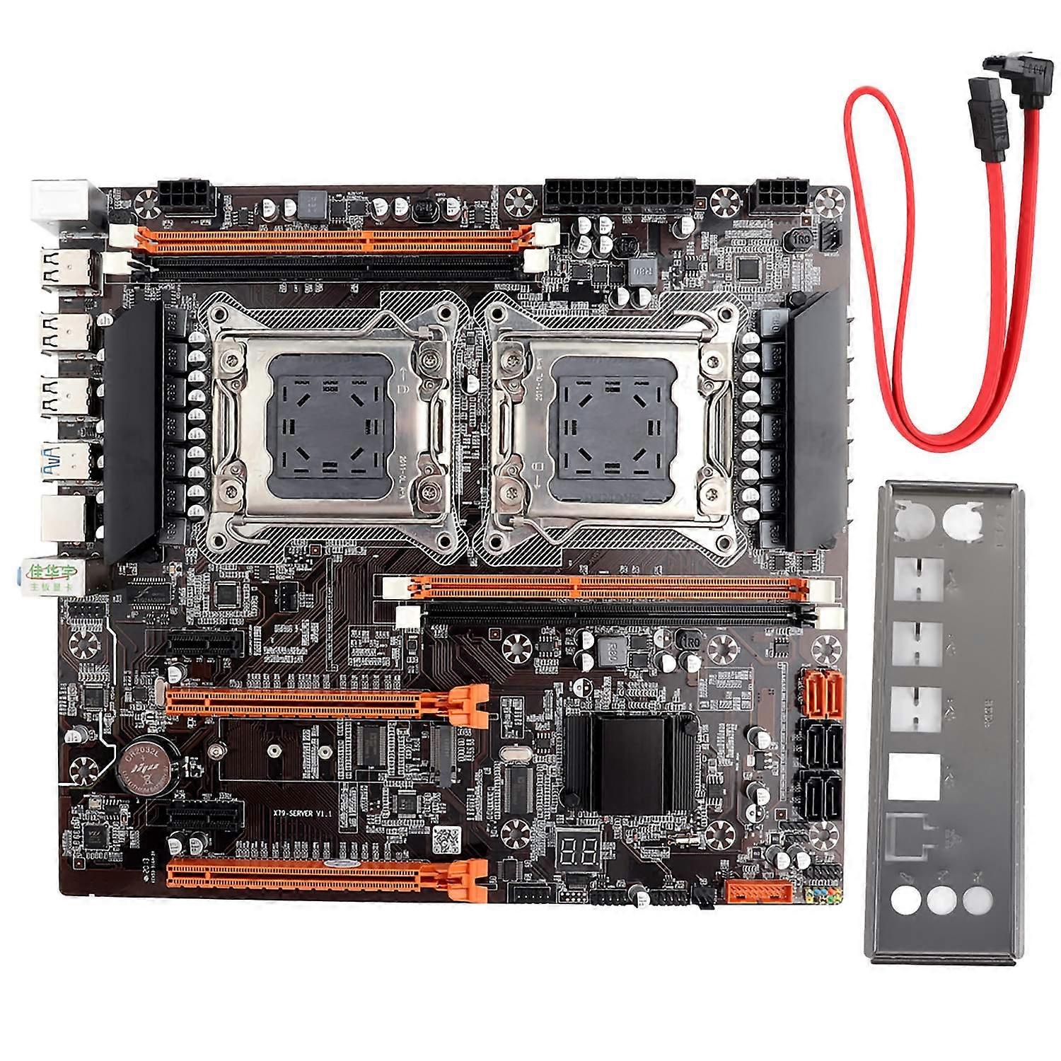 Desktop Motherboard Dual Socket Built In Rear 2 x USB3.0/Gigabit LAN Card X79 with SATA Cable