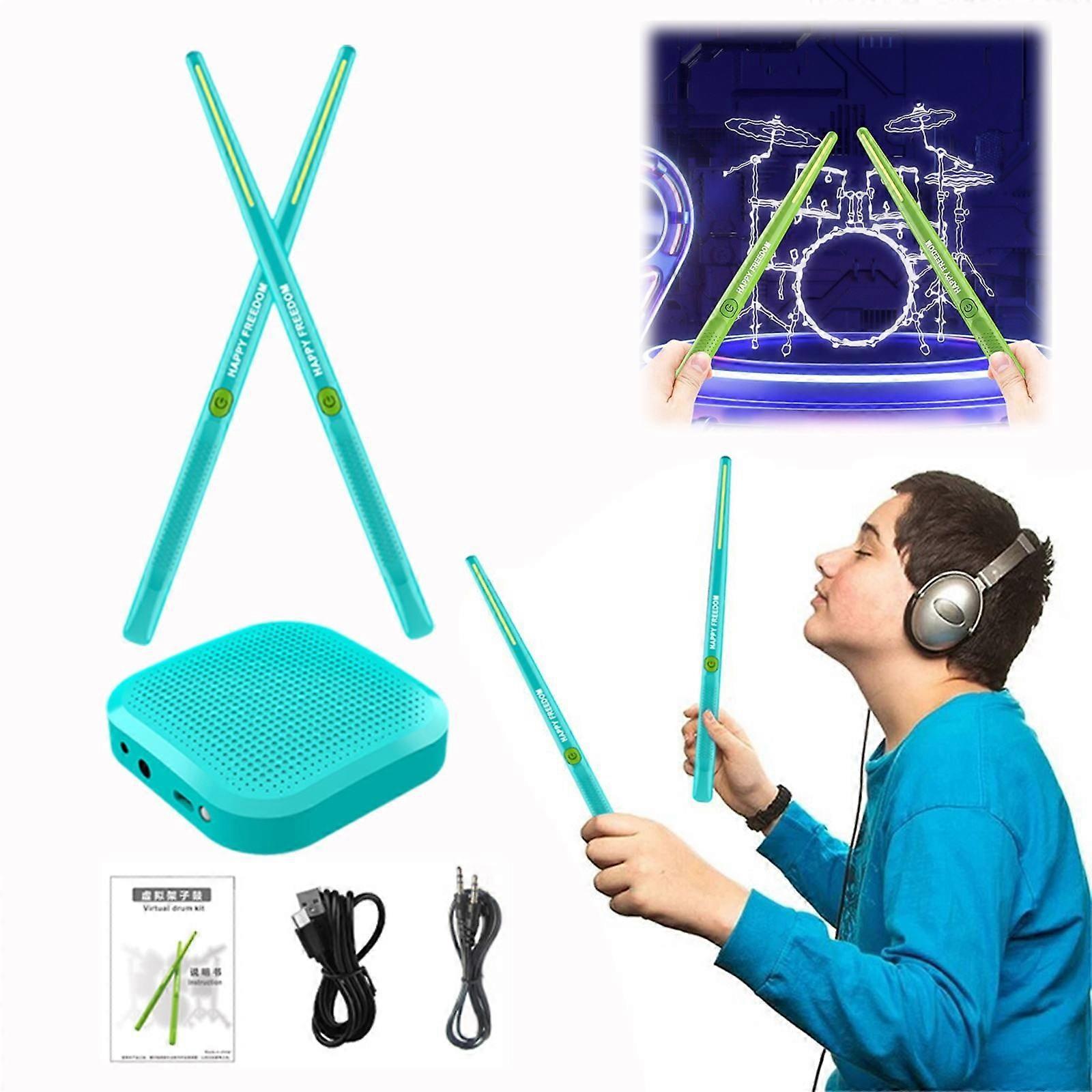 Electronic Drum Set Portable Drum Set 3D Motion Sensing Virtual Pocket Drum With 2 Drumsticks For Beginners Adults Kids