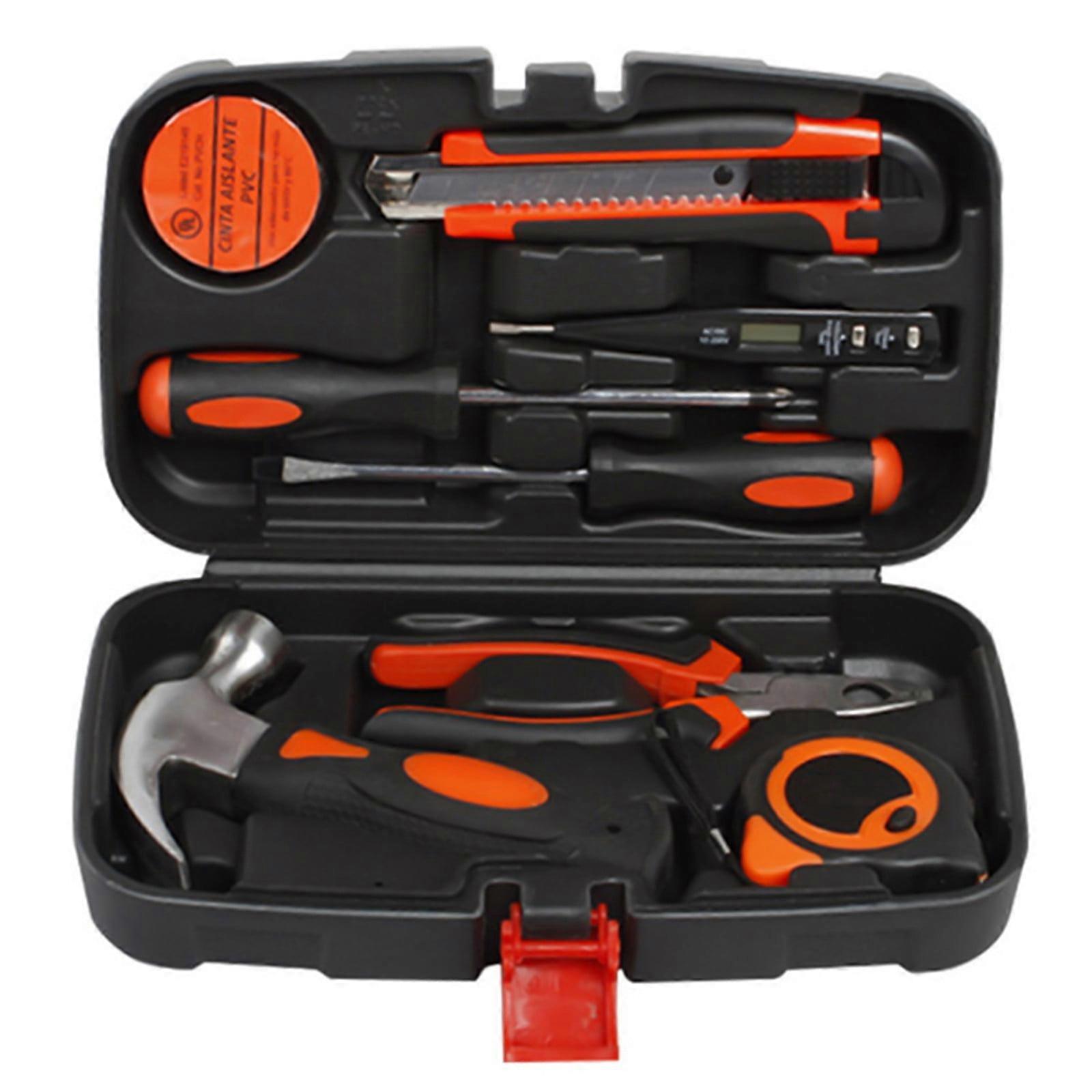 RnemiTe-amo Tool Set 9 Pieces Universal Household Hand Tool Kit With Plastic Tool Box Electrician Tool Storage Box