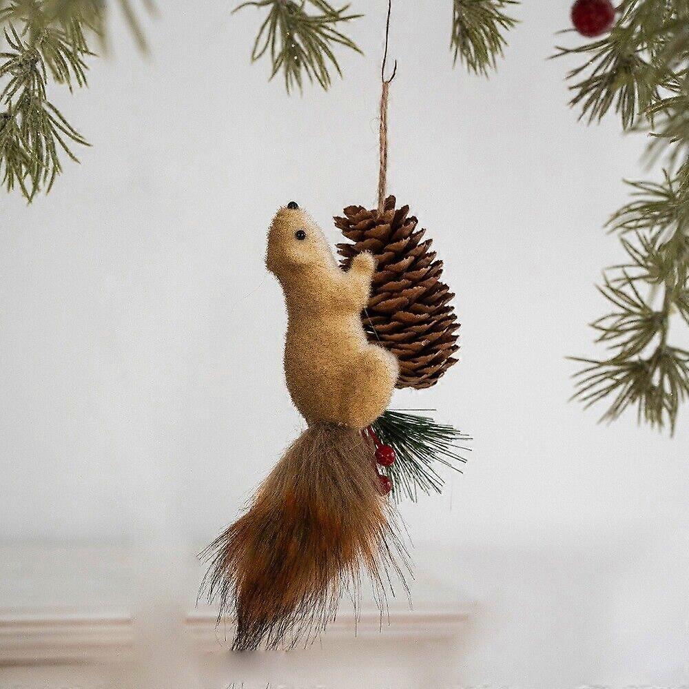 Small Christmas Tree Decorations DIY Simulated Squirrel Pendant Home Party