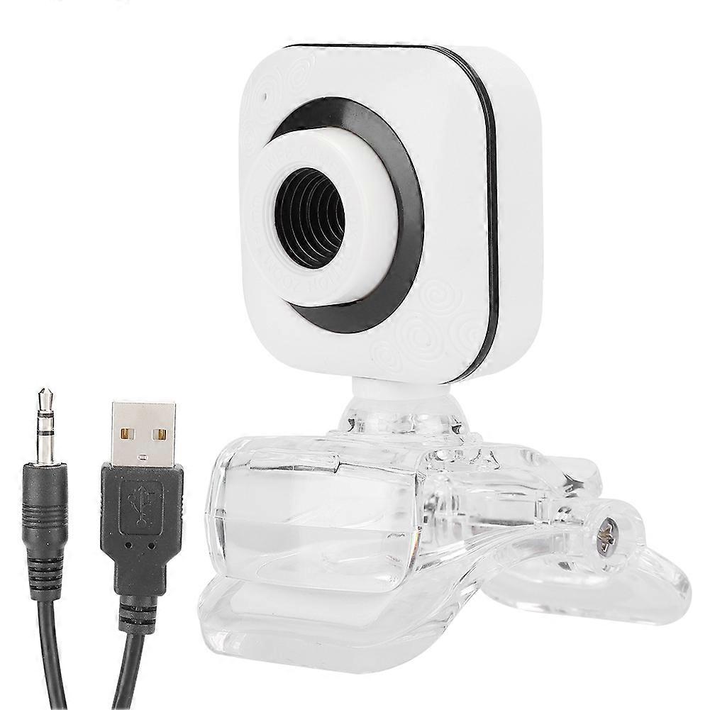 Built In Microphone Computer Camera Webcam PC Accessory 480P White with Transparent Clip