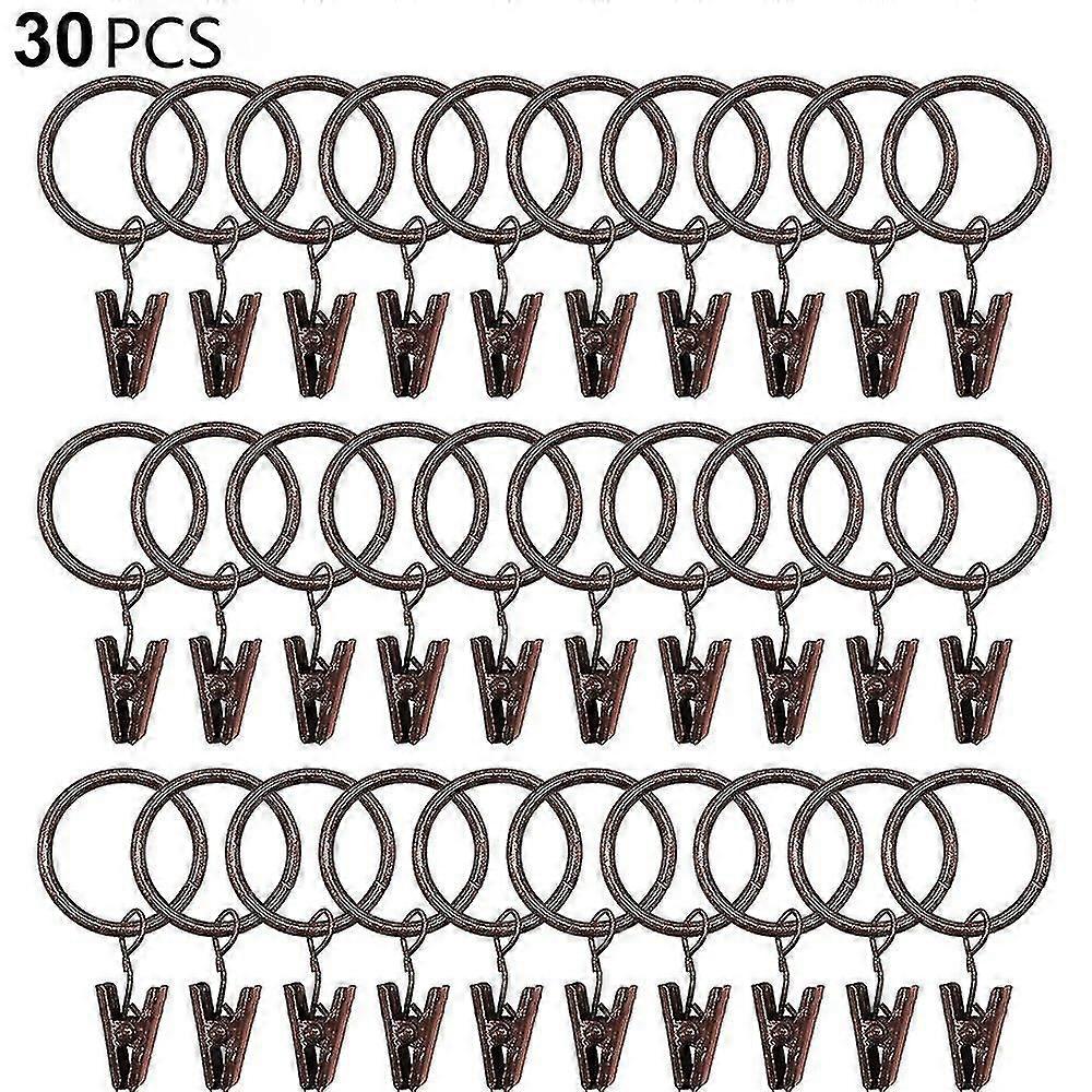 30 Pcs Curtain Rings With Clips,drapery Clips Hooks