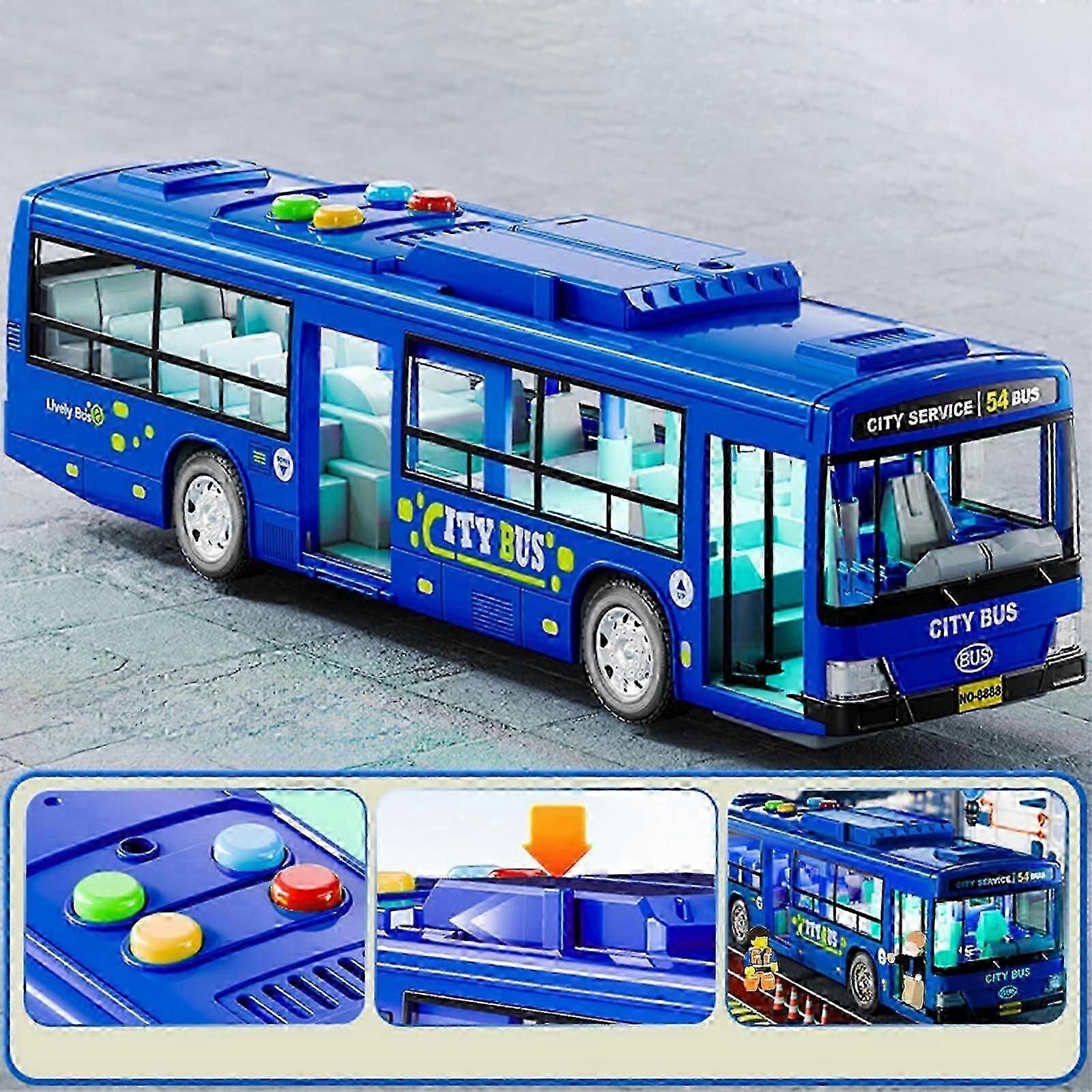 Children's Simulation Bus Toy Large Door Opening Light Vocal Coachs Model City Bus Model Simulation Baby Bus Toy Coachs Boy FLYE242365