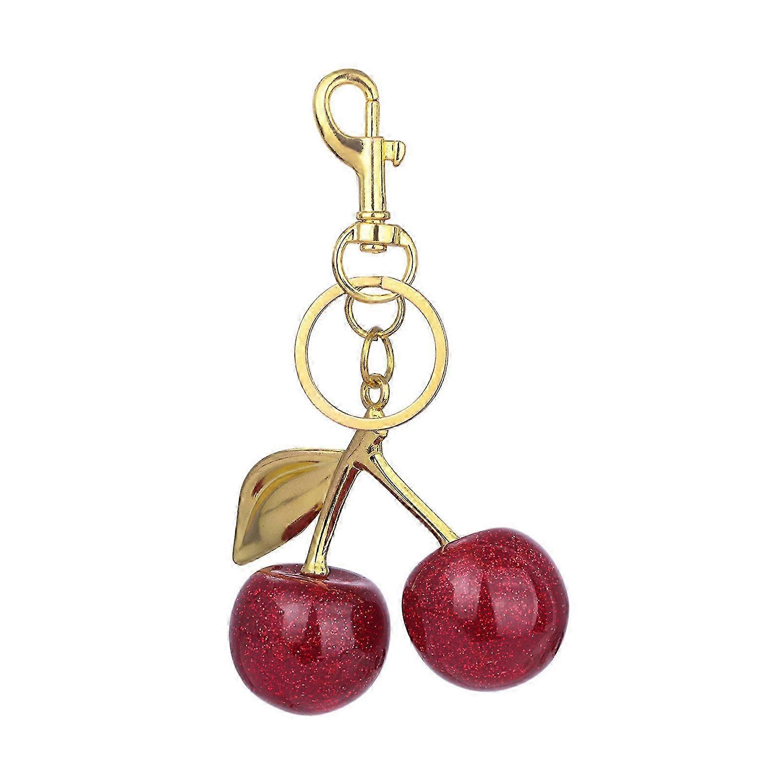 Shimmering Cherry Keychain for Wallets with Hypoallergenic Metal