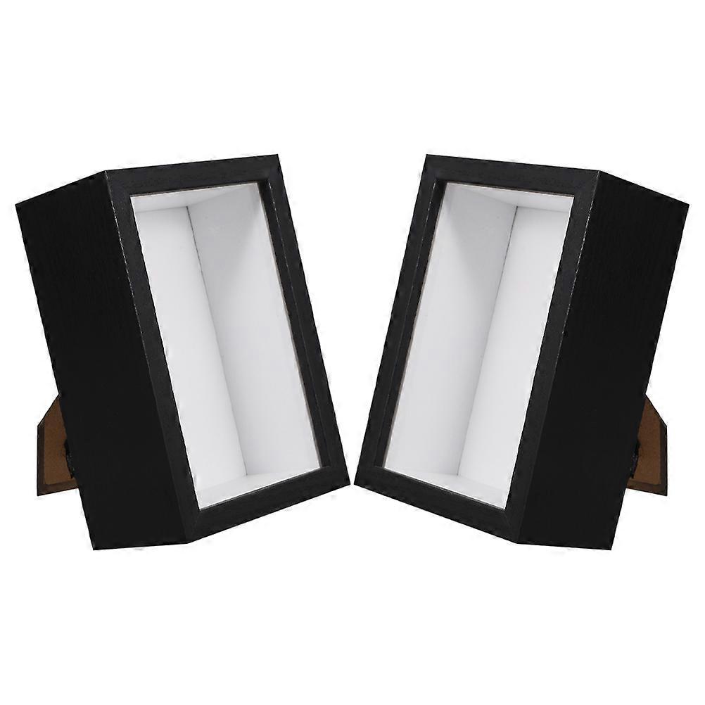 Wood Box Picture Frame for Display 2Pcs Black Rustic Specimen Display
