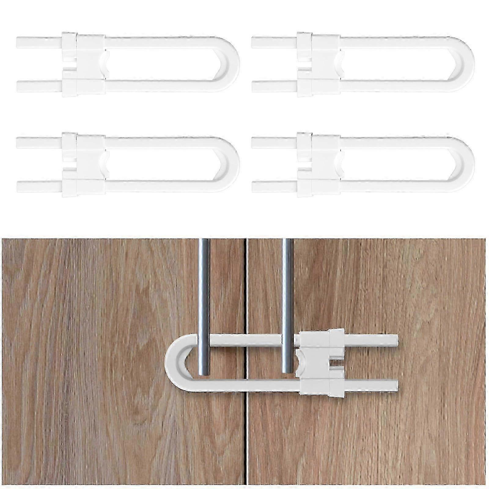 f Sliding Cabinet Locks, 4 PCS Child Proof Cabinet Cupboard Lock Latch, U-Shaped Proofing Drawers Safety Child Locks Adjustable