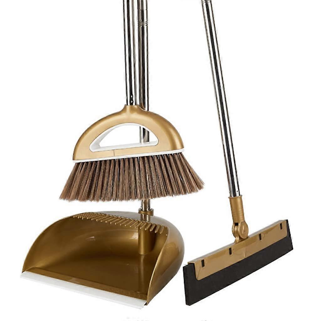 Broom and Dustpan Set with Soft Bristles, Foldable Handle, Compact Indoor Floor Cleaning Kit, 1 Set