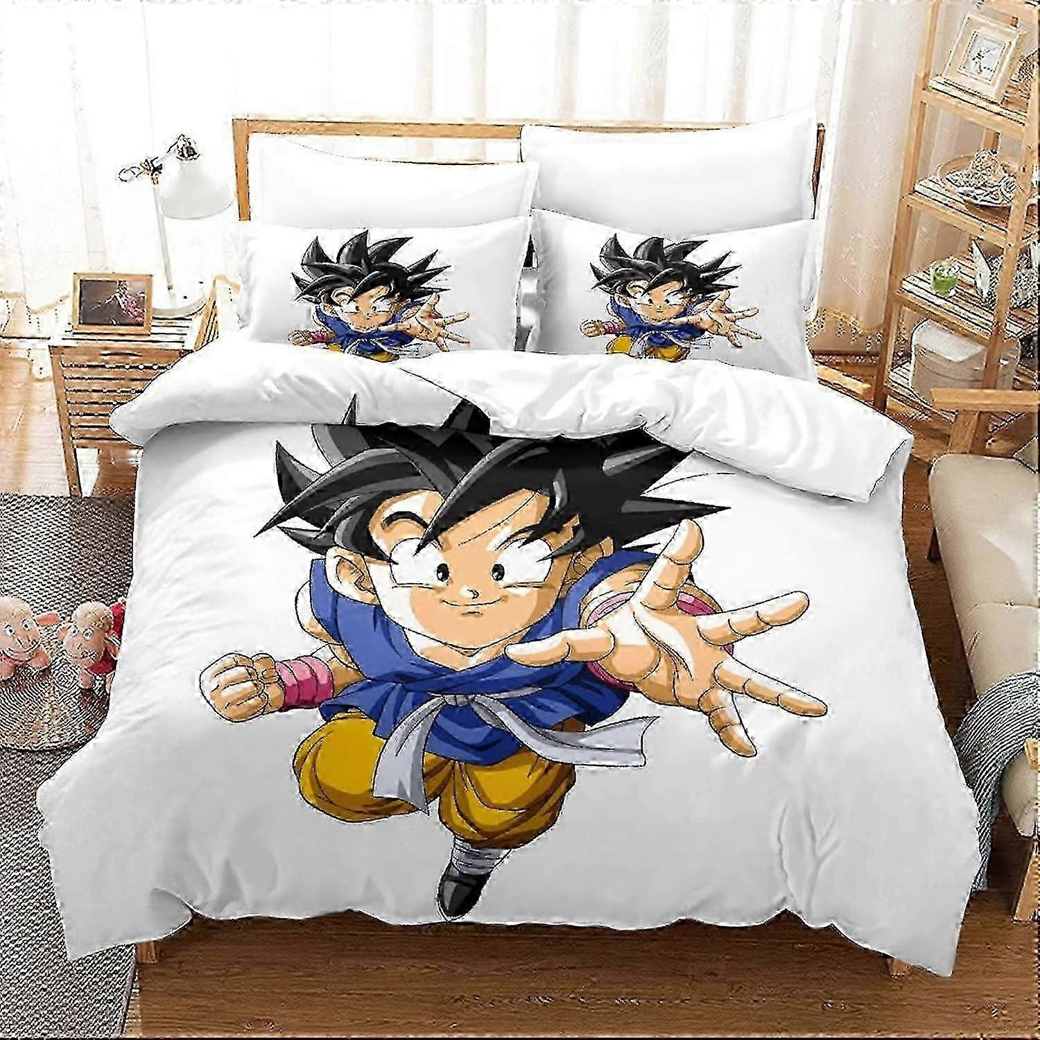 Conjunto de cama de anime com capa de edredom para fãs de otaku e anime, microfibra macia com fecho de zíper para crianças/natal, king size 135*200 cm
