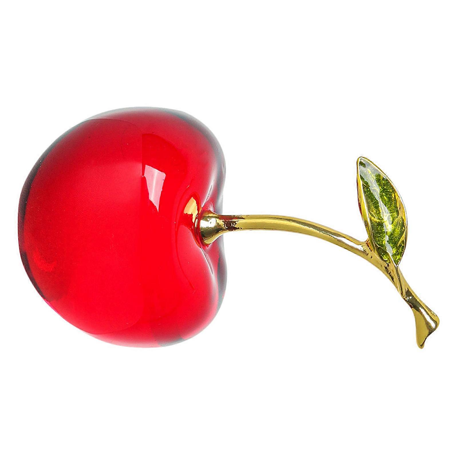 Crystal Cherry Statue for Decoration Red Mini Cherry Figurine