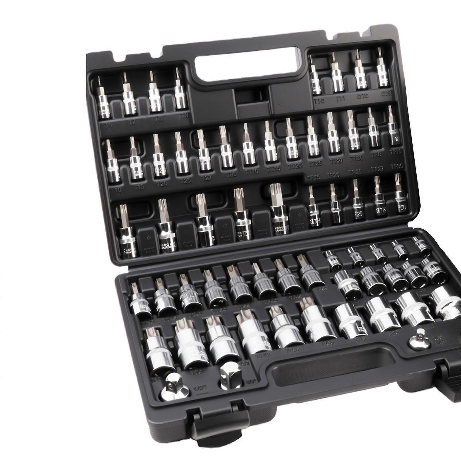 Multipurpose Mechanical Tool Kit 64/37PCS Nonslip Grip Socket Wrenches Set Including Storage Box For Automotive Maintenance Multicolor