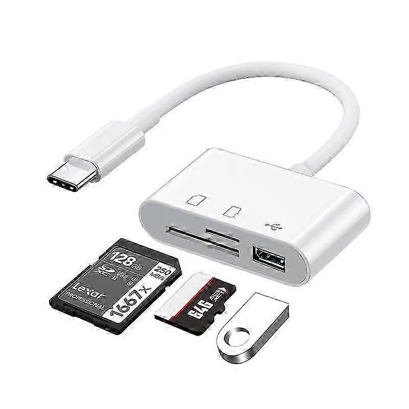 Type-C Adapter for TF CF SD Memory Cards with OTG Support for iPad Pro and MacBook