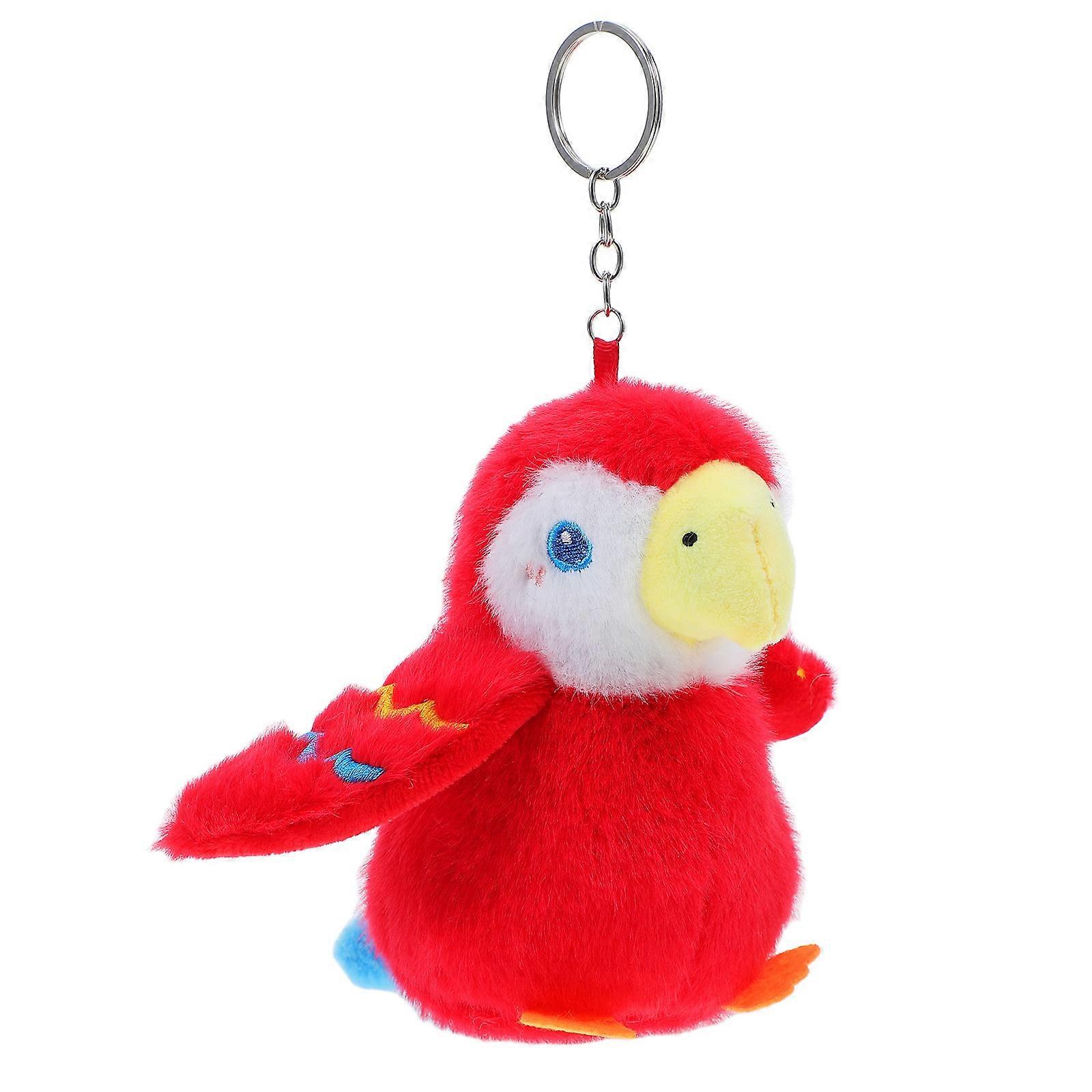 Red Parrot Plush Keychain Bag Pendant For Collectors And Children With Soft Material Design 1Pack