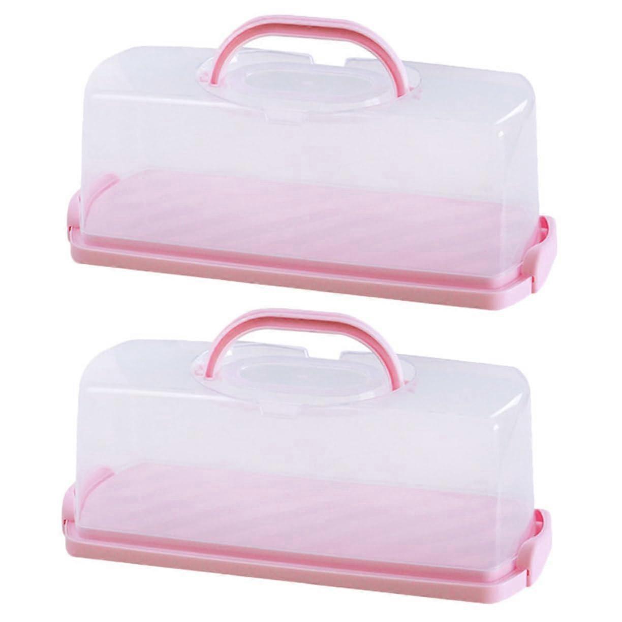 2 Pack Rectangular Bread Storage Containers with Lids for Cakes and Toast, Portable Reusable Keeper for Kitchen and Picnic