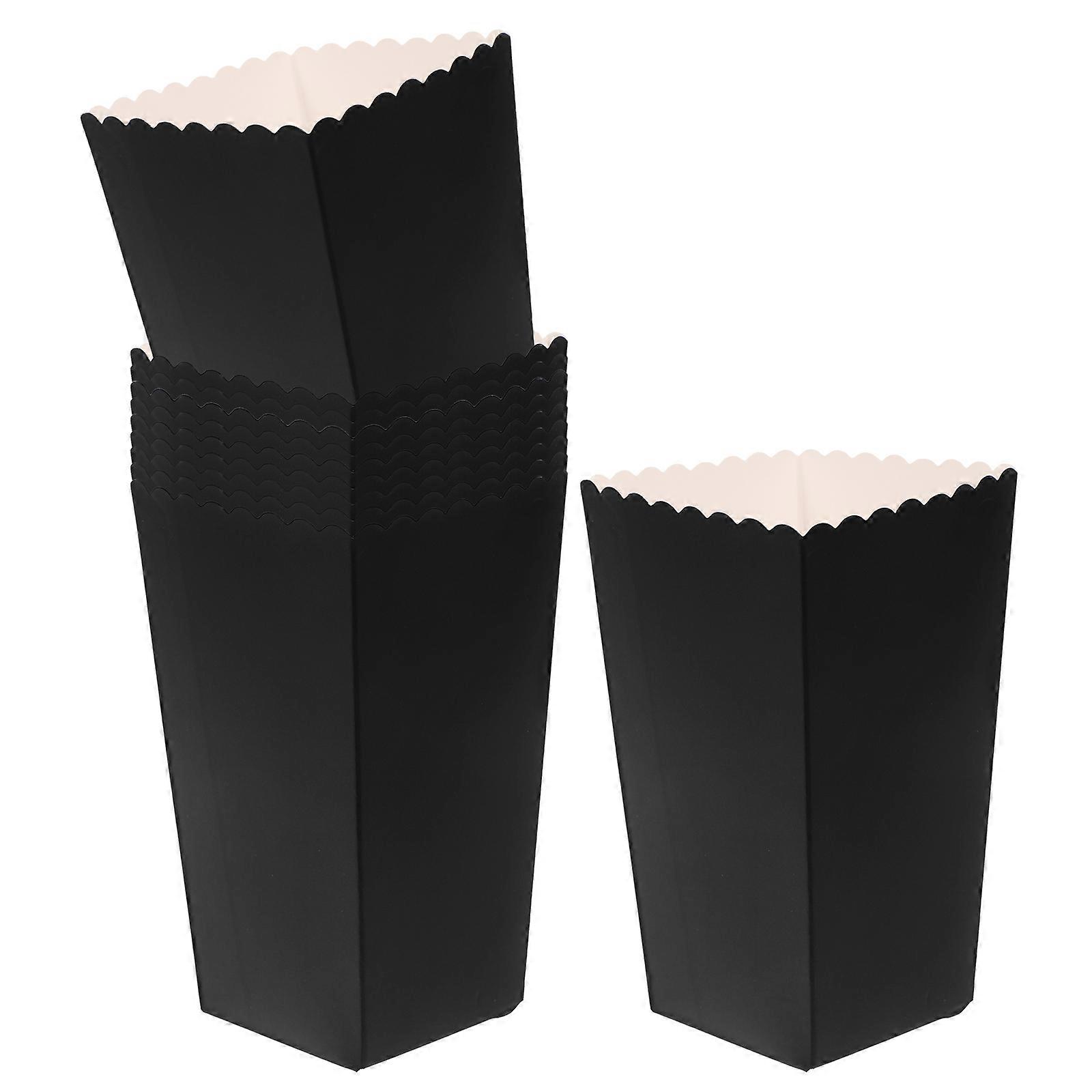 Foldable Popcorn Boxes Paper Packaging for Wrapping 48Pcs Black Food Boxes