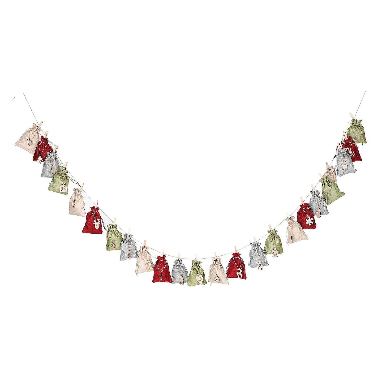 Gift Pouches for Storage Use 6Sets Christmas Advent Calendar Drawstring Bags