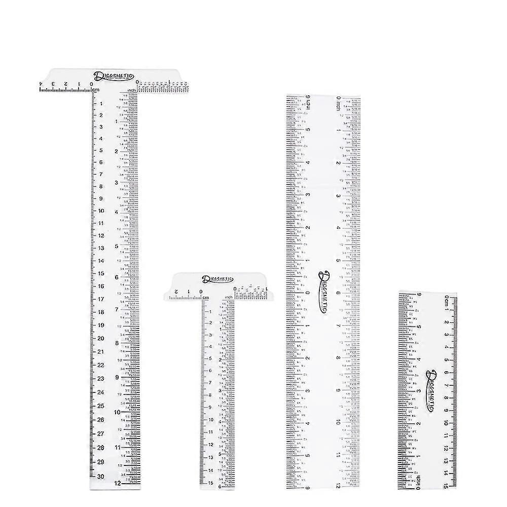 1Set 4Pcs Acrylic Ruler Rectangle Clear 157~330x49~118x2~2.5mm