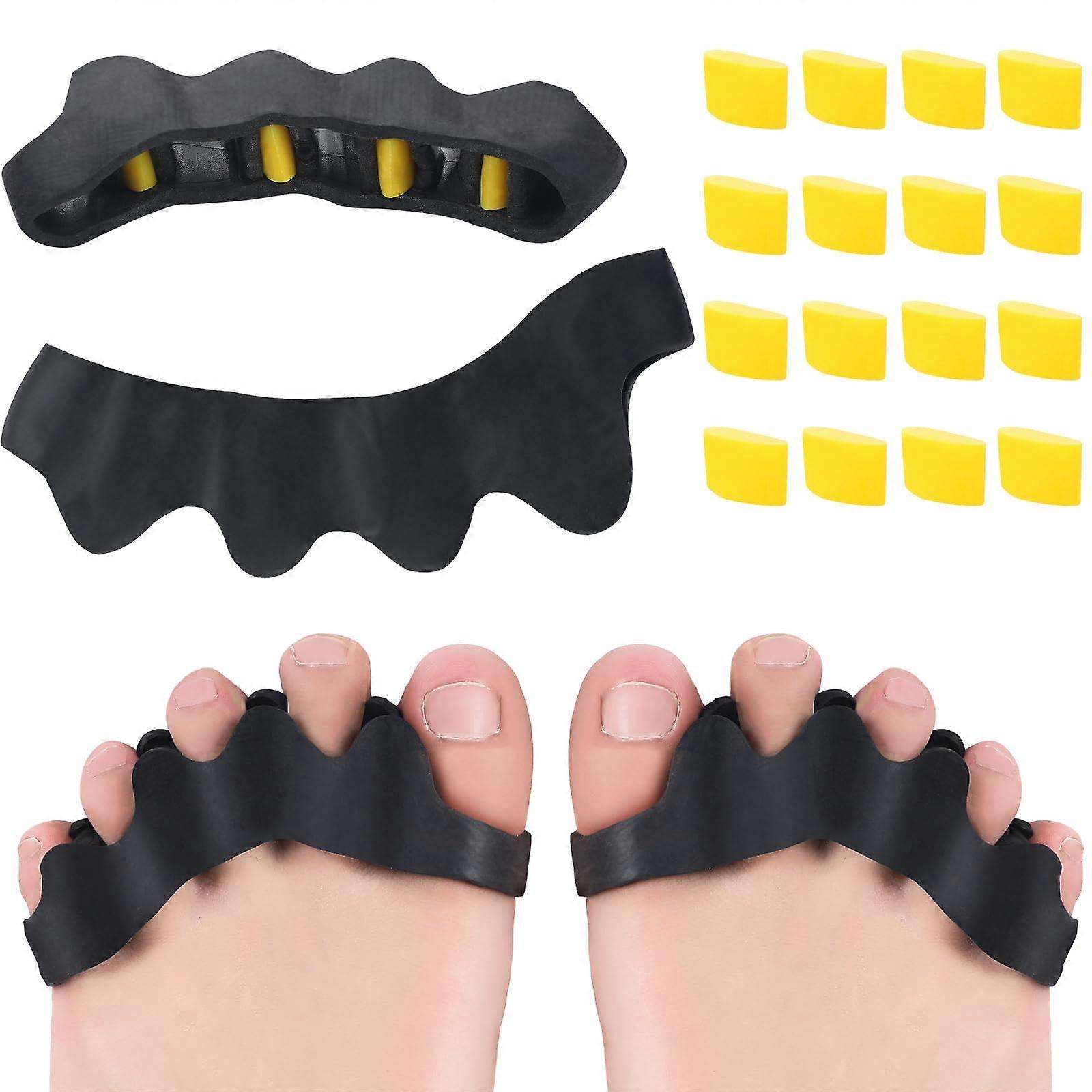2 Pairs Adjustable Toe Separators for Foot Alignment, Silicone Toe Spacers for Balance and Recovery