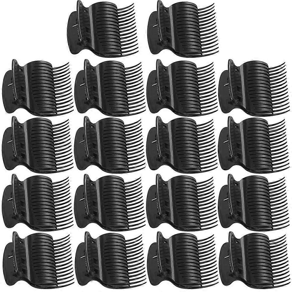 18pcs Hot Roller Clips Plastic Hair Curler Claw for Small Medium Large Jumbo Rollers Black