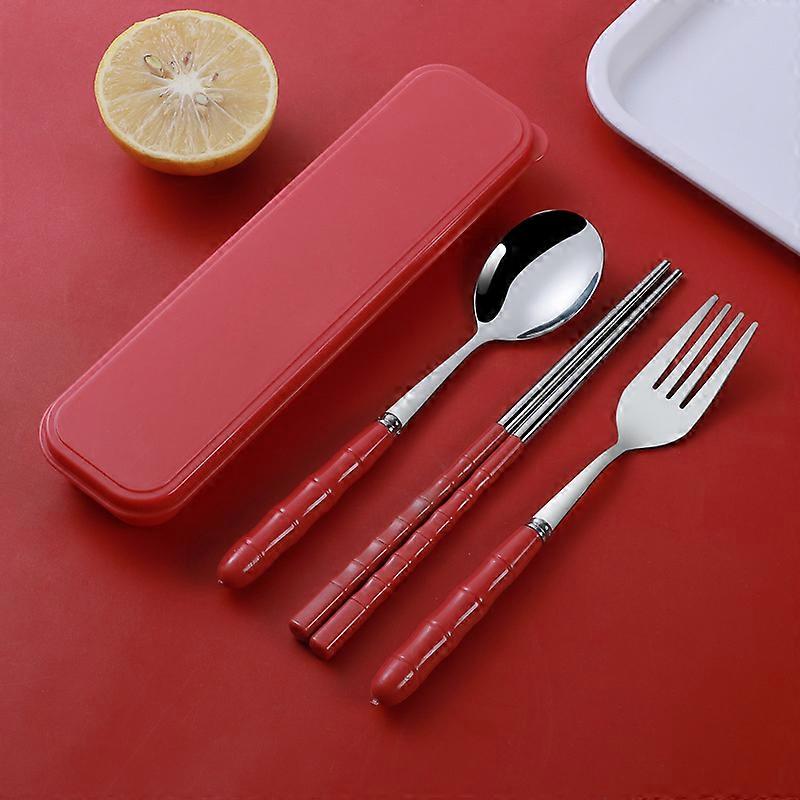 Chopsticks Spoons Sets Of Stainless Steel Portable Tableware for Students Three-Piece Sets Of Children's Forks Single Office Wor