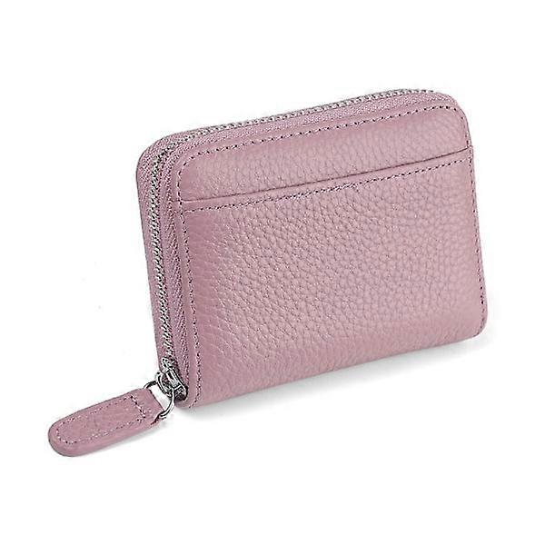 New RFID Blocking Leather Card Wallet with 20 Card Slots Pink