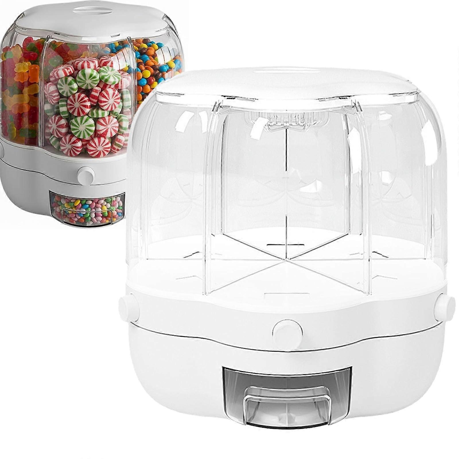 Rotating Snack Dispenser 360° with 6 Compartments Candy Organizer for Countertop and Movie Night