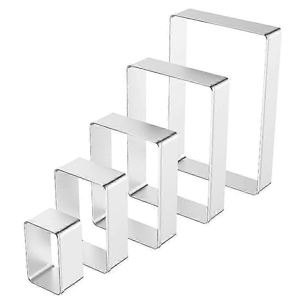 Baking Tools Pastry Rectangle Shape Stainless Steel Cookie Making Silver 5Pcs