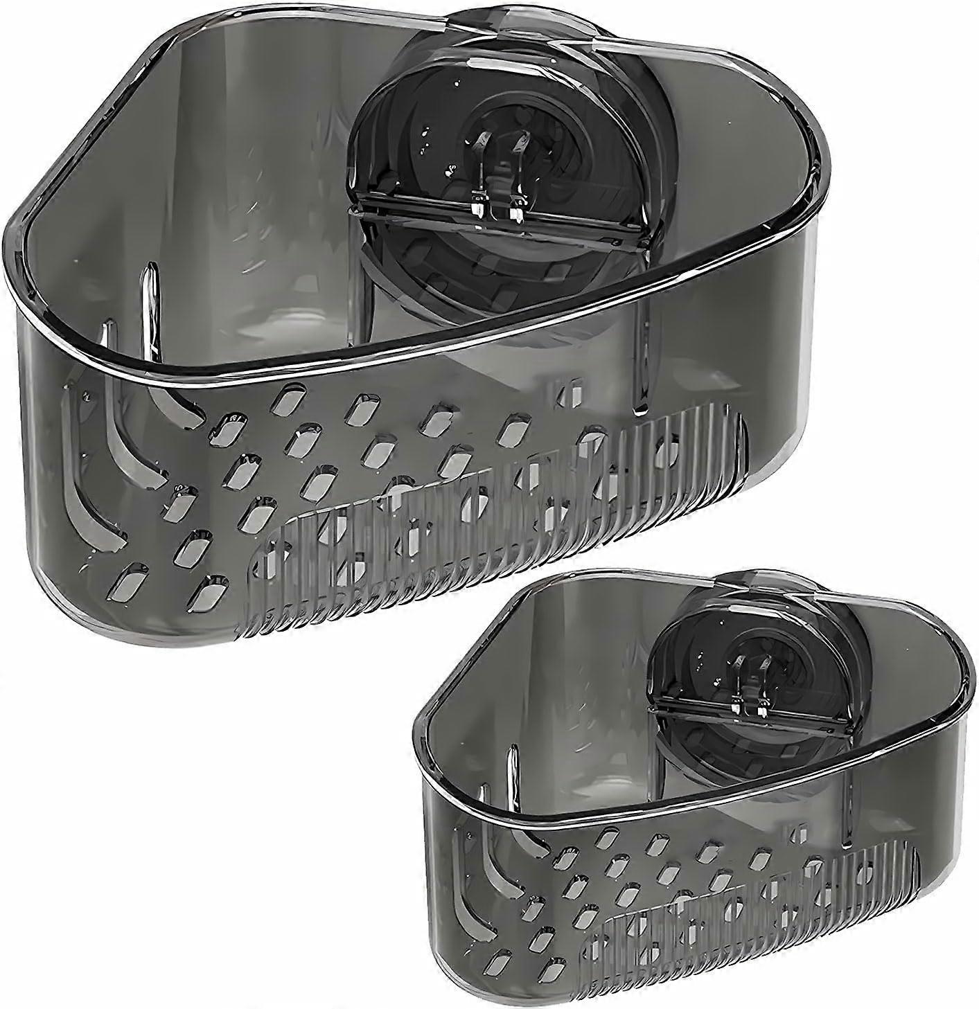 2PCS Sink Organizer with Suction Cups, Removable Sponge Holder, Fast Drainage, Black