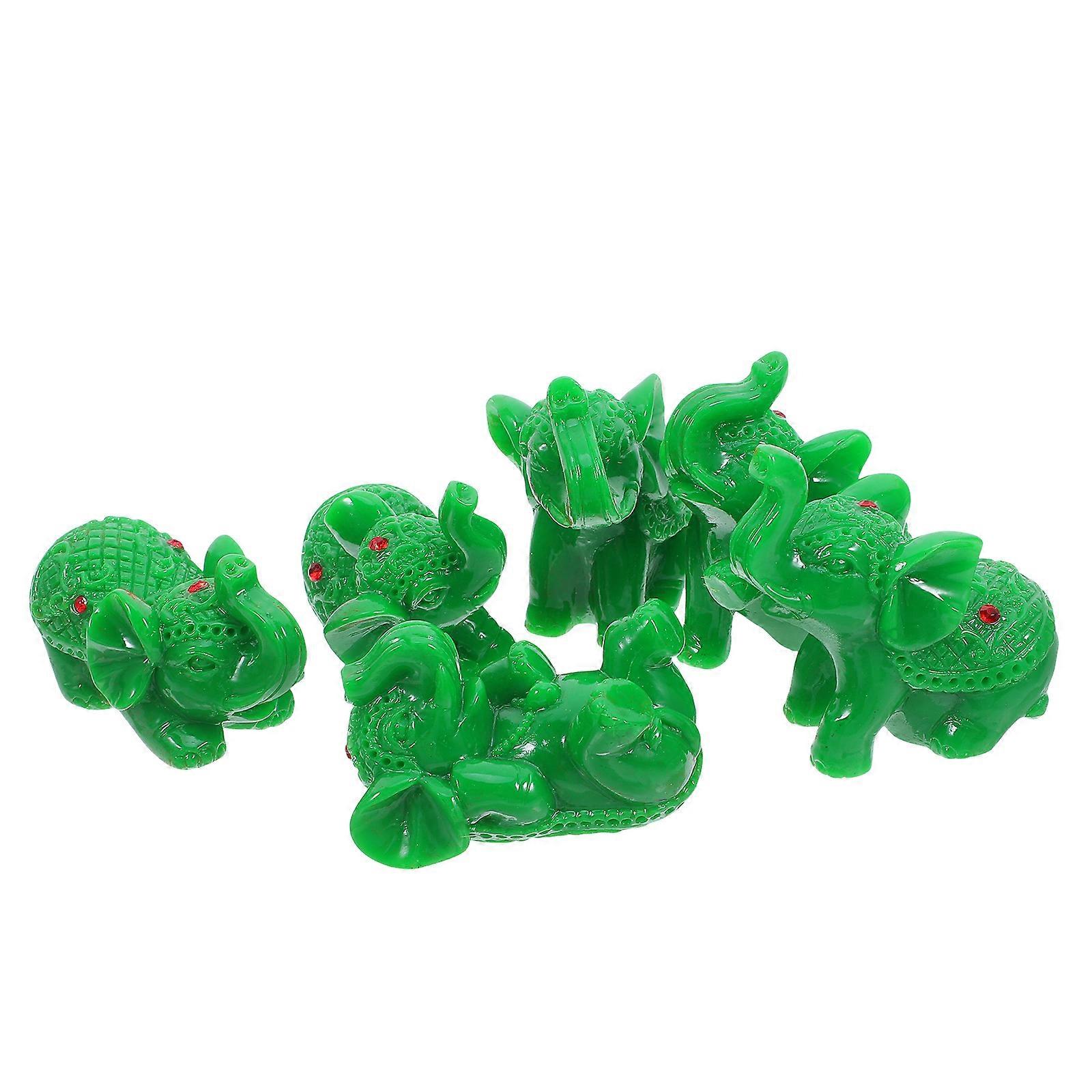 Mini Resin Elephant Figurines for Decoration 6Pcs Statues