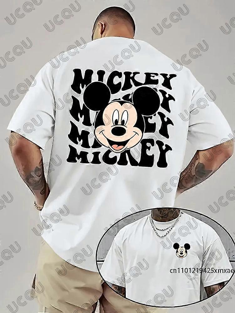 T-shirt manches courtes col rond pour homme, estival et d��contract��, surdimensionn��, en coton, imprim�� Disney Mickey Mouse, 2026