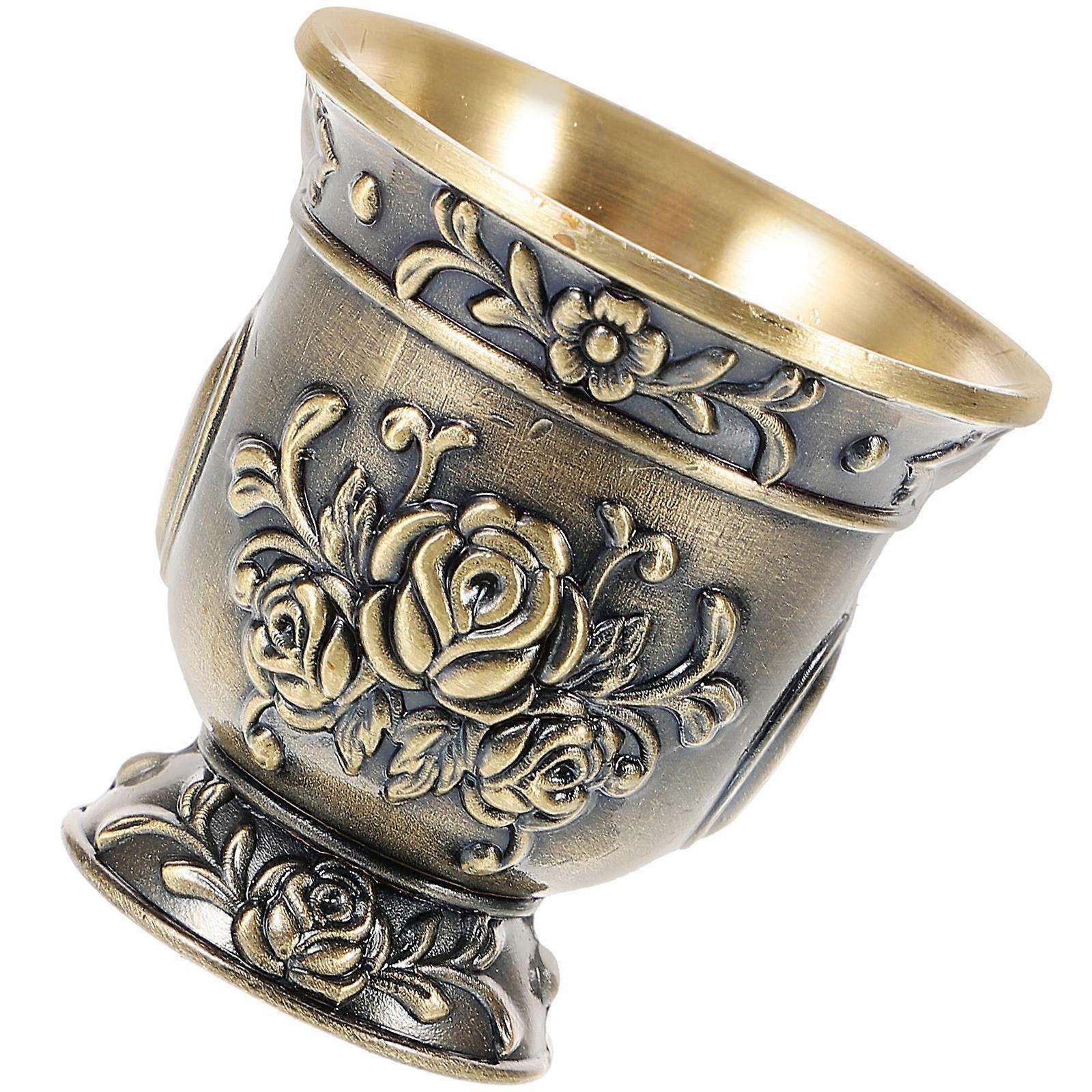 Embossed Cup Golden Metal Drinking Cups For Drinking Milk 1Set