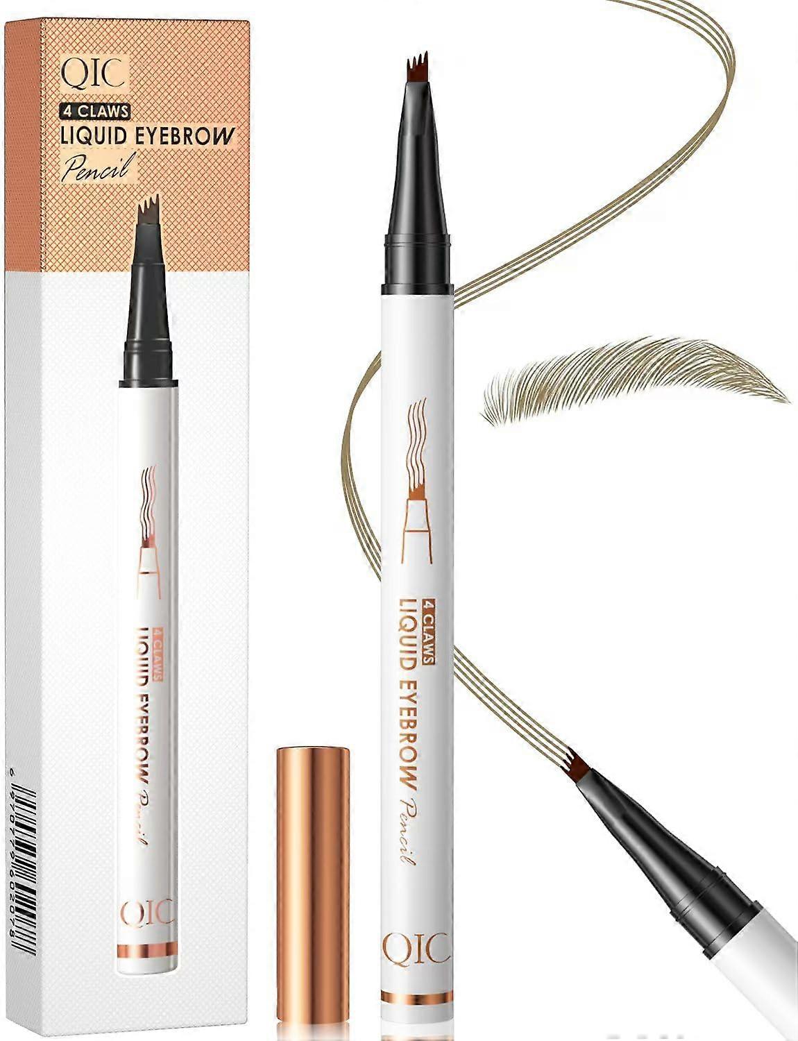 Waterproof Eyebrow Pencil 4Tip Microblading Brow Pen Long Lasting Natural Light Brown Makeup Tool