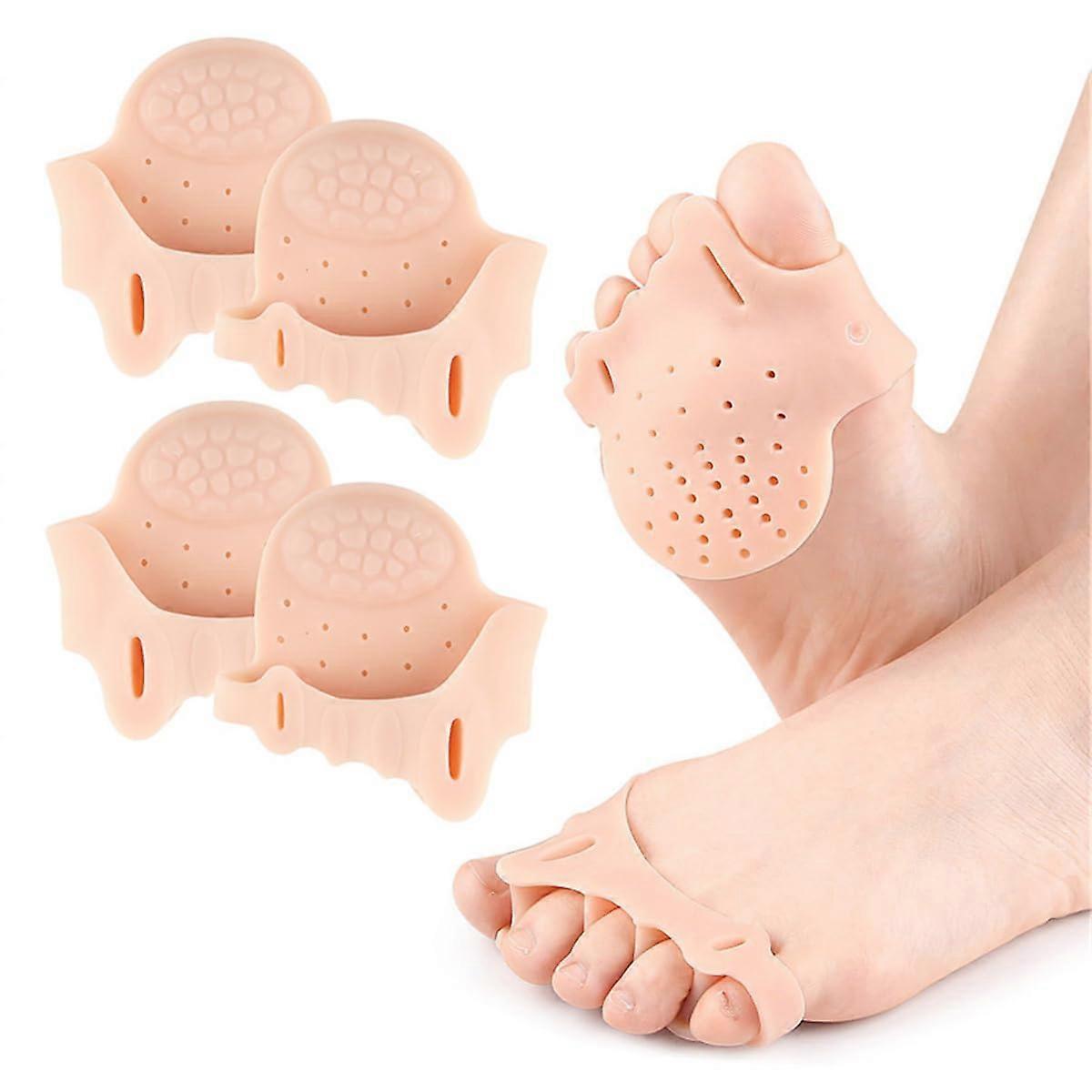 2 Pairs Gel Toe Separators Bunion Corrector, FiveToe Alignment Support with Metatarsal Pads