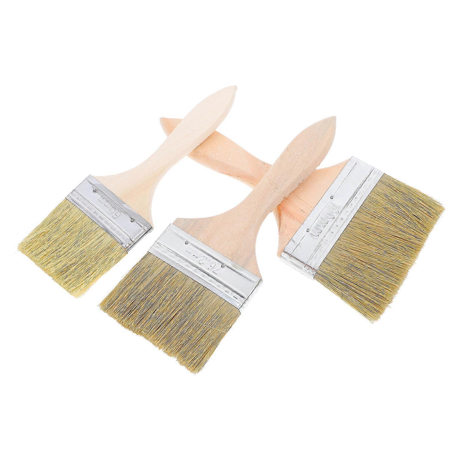 Wooden Handle Paint Brushes for DIY Projects 3Pcs Set