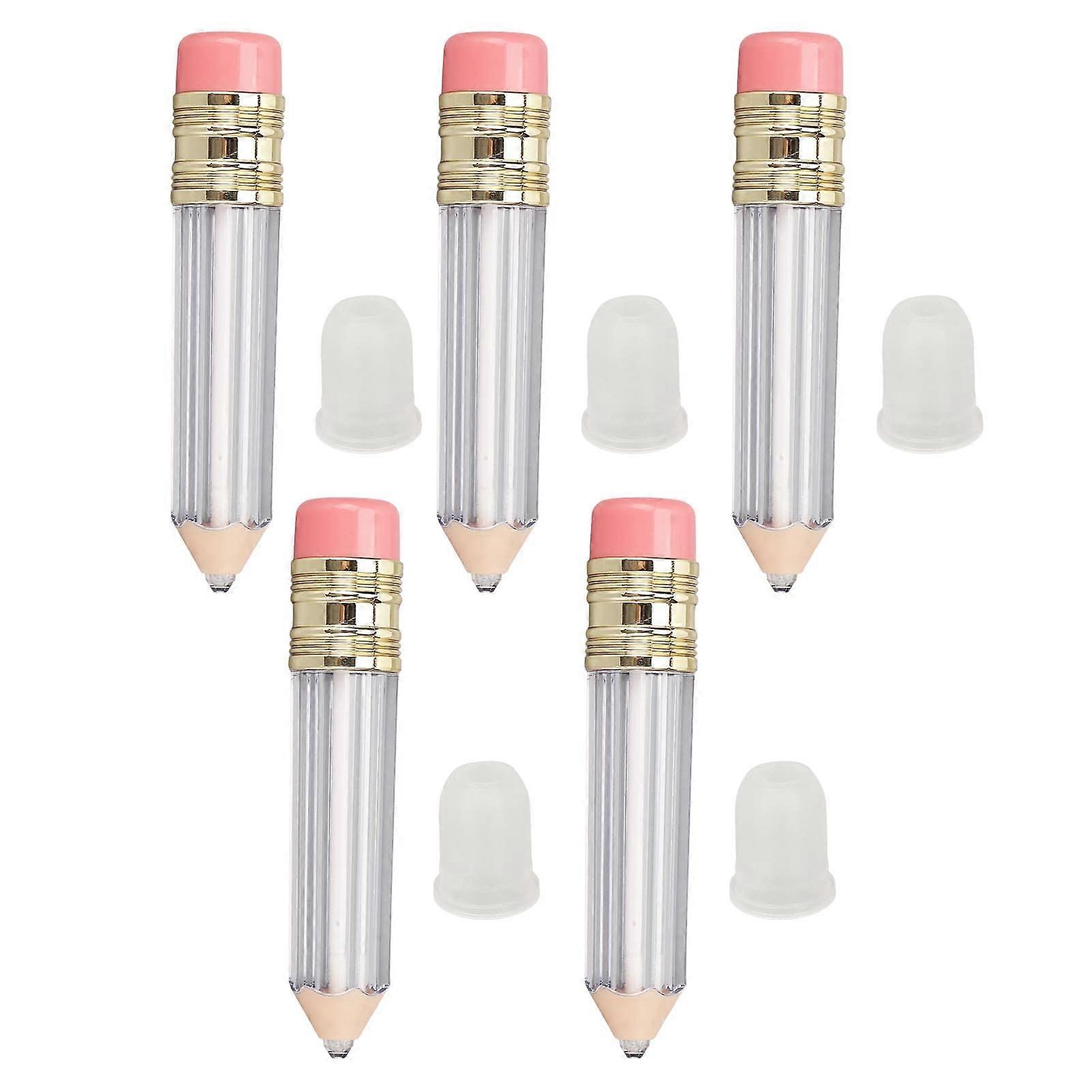 Lip Gloss Tubes 5pcs 5ml Pencil Shaped Empty Refillable Containers with Leakproof Brush Applicator