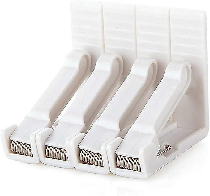 4-piece set of white plastic tablecloth clips, adjustable