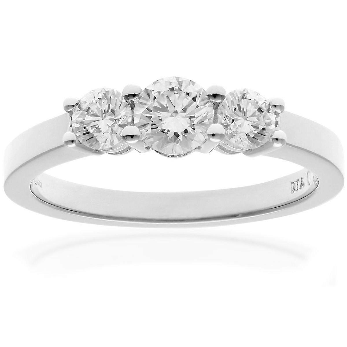 Jewelco London 18K 白金圆形 3/4 克拉钻石共享爪子刻度三部曲戒指