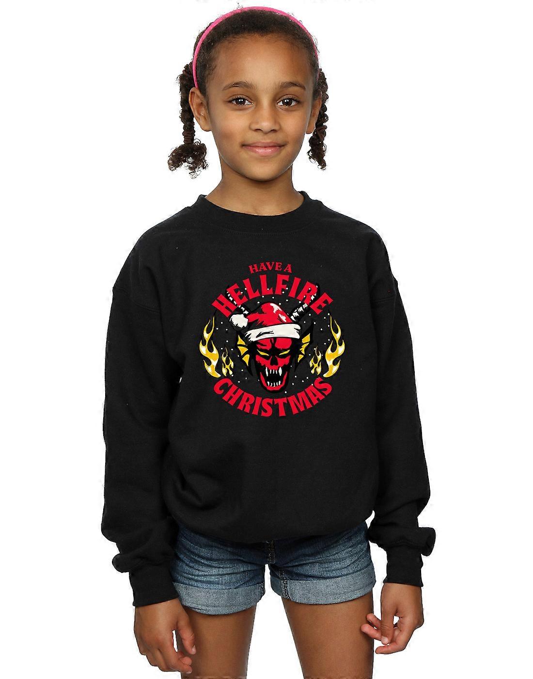 Netflix Girls Stranger Things Hellfire Christmas Sweatshirt