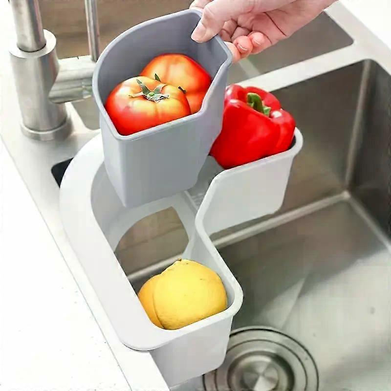 1st Triangular Sink Organizer with 3-Compartment Drain Basket - Corner Hanging Rack for Sponges