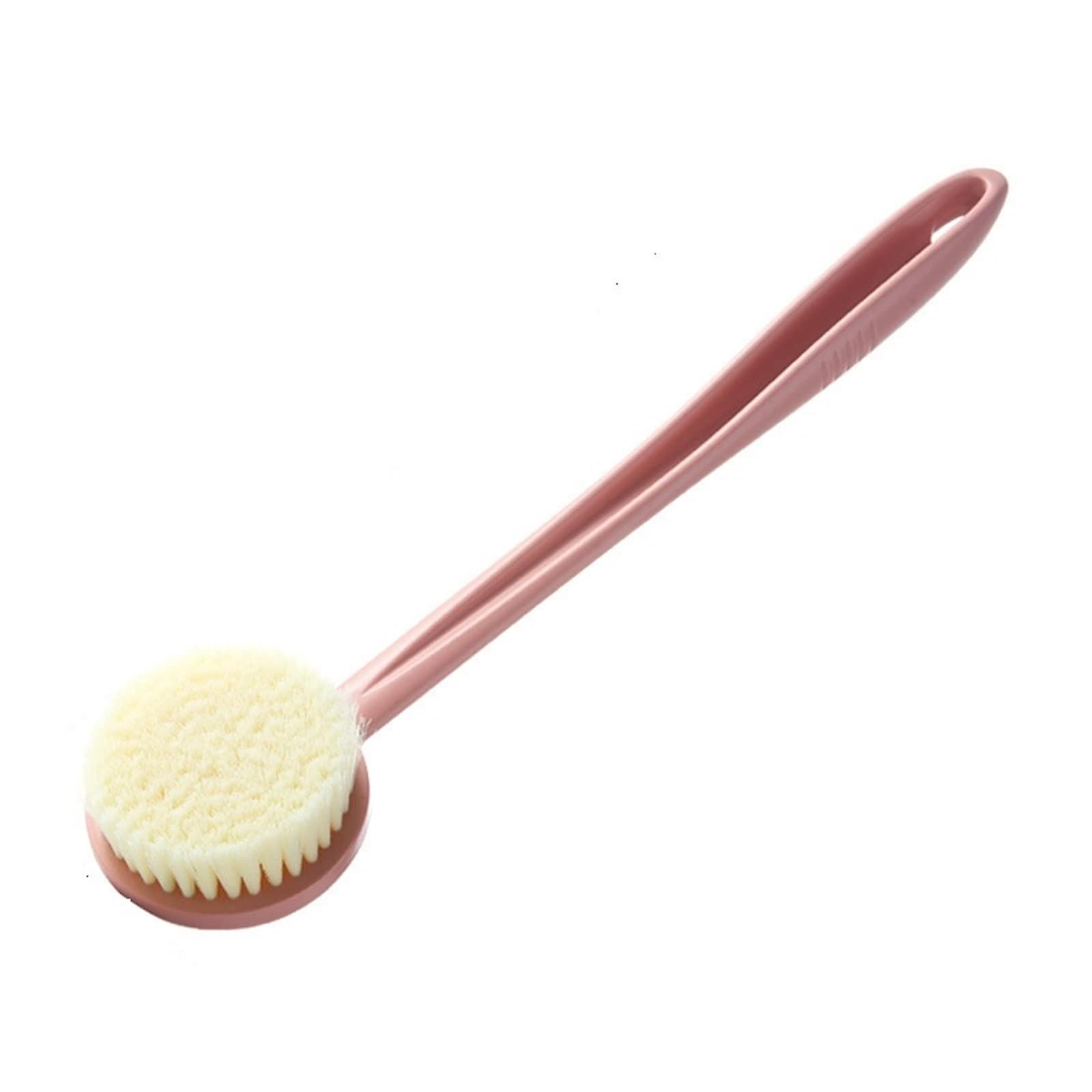 Bath Brush with AntiSlip Long Handle Back Scrubber for Body Exfoliating Shower, Pink