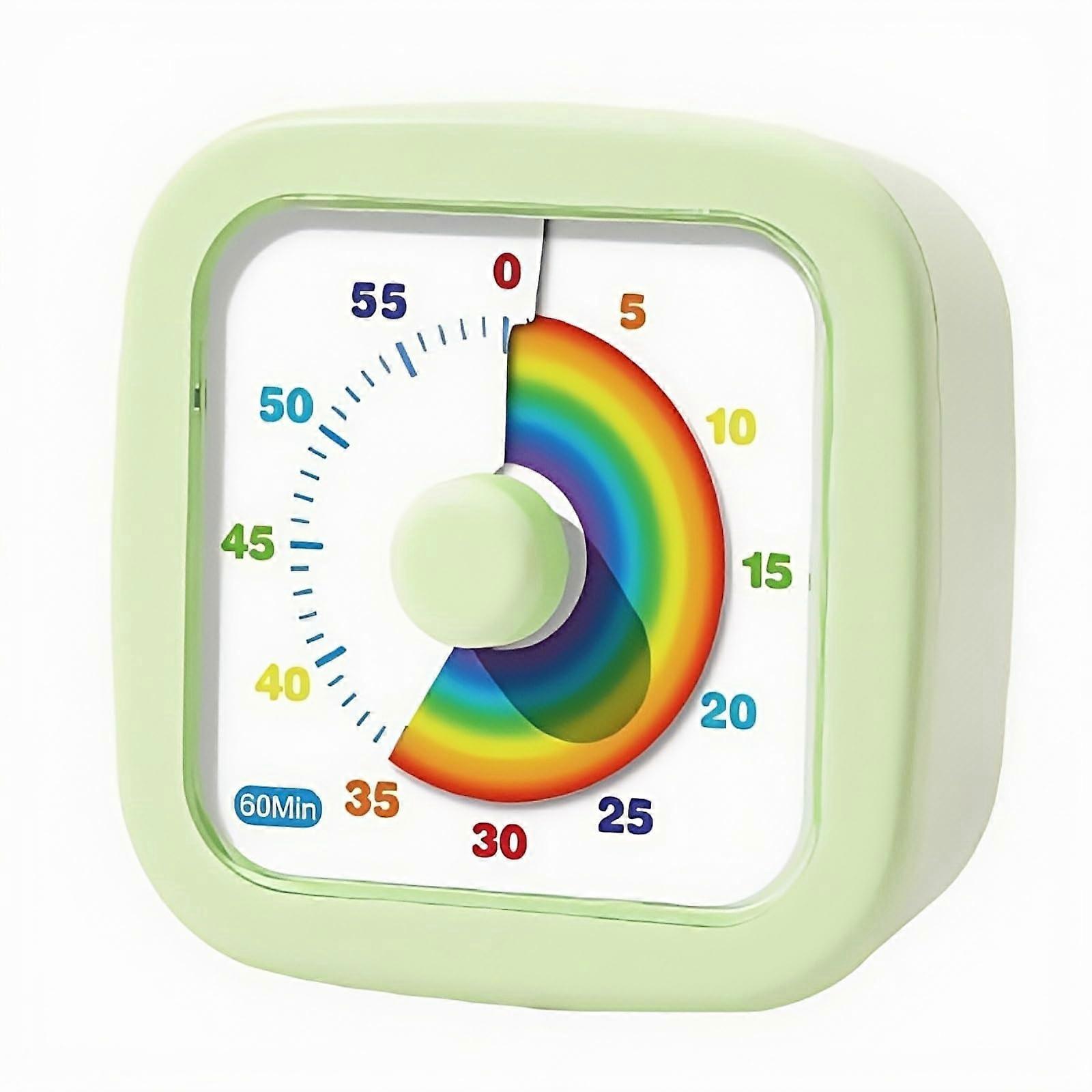 60 Minute Visual Timer with Rainbow Design, Silent Countdown for Classroom, Home, Office, Green