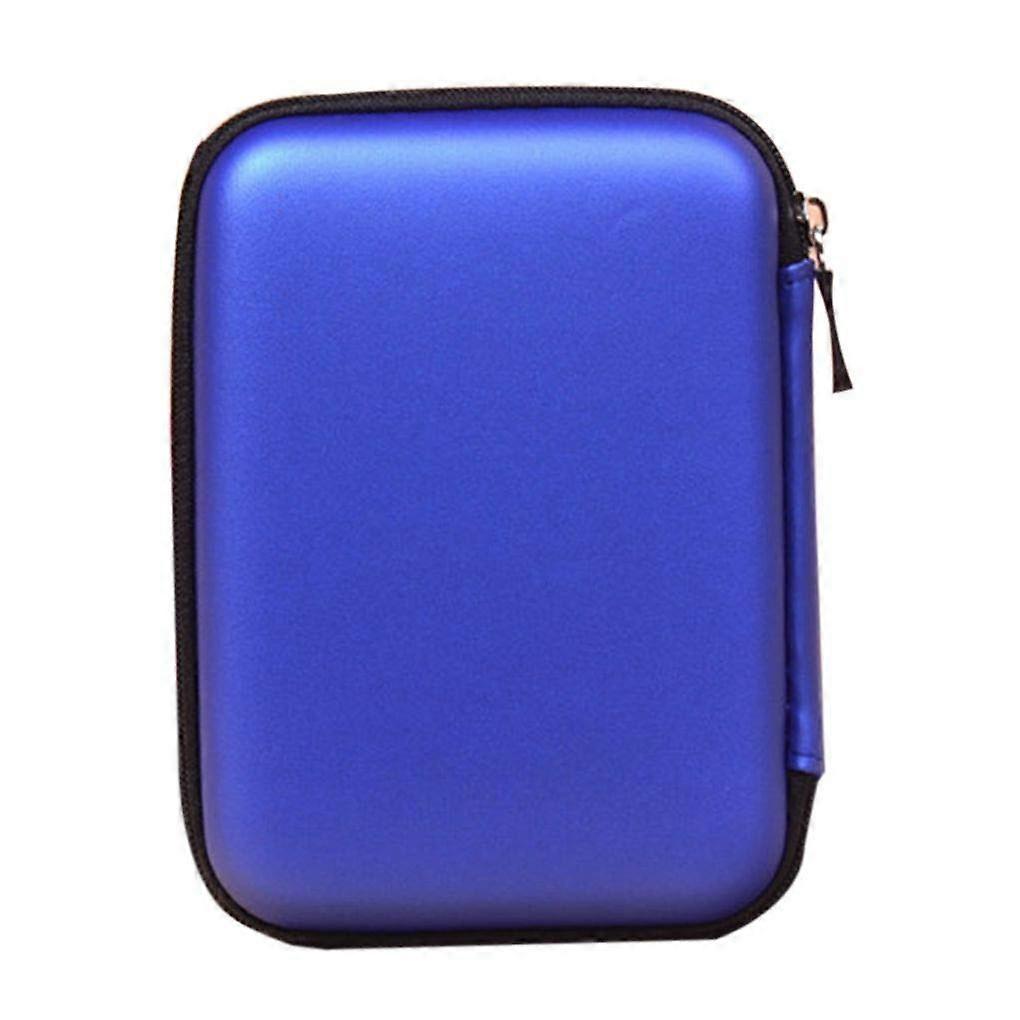 External Hard Drive Case 2.5 Inch Waterproof Shockproof Storage Bag with Cable Organizer Blue