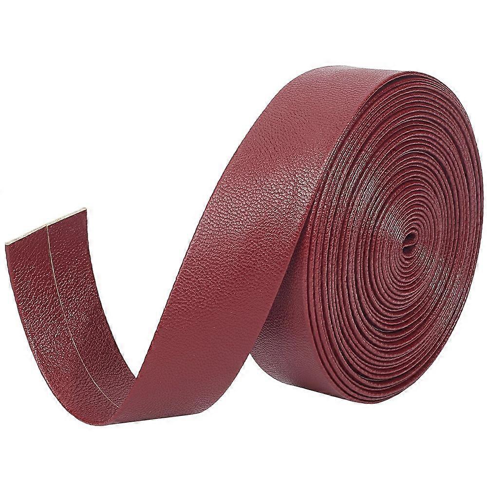 5M Folding PU Leather Flat Cord Dark Red 25x1mm 5.47 Yards(5m)/bundle