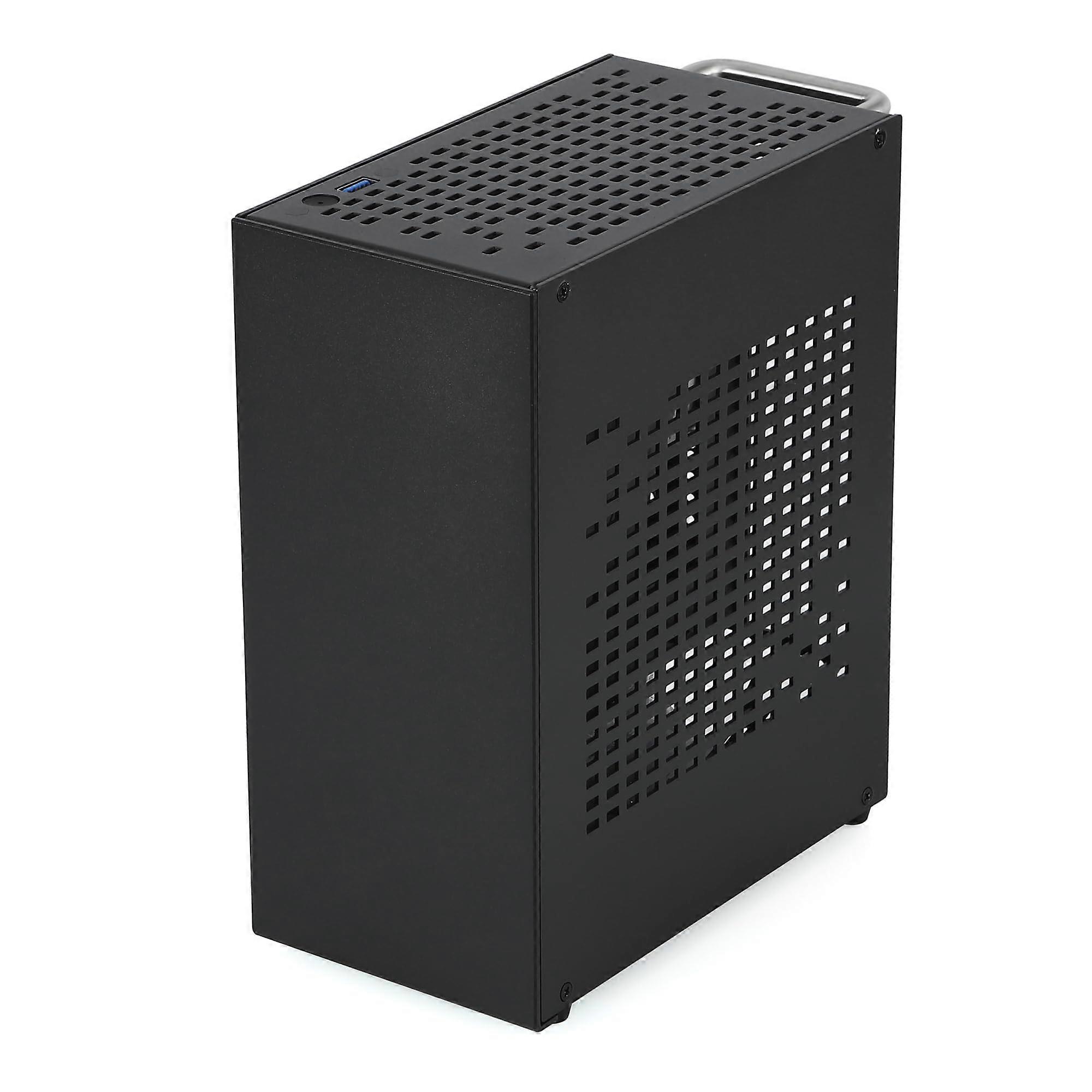 Mini ITX PC Case Black Aluminium 4.3L Compact with PCIe 4.0 Riser for DualSlot GPU