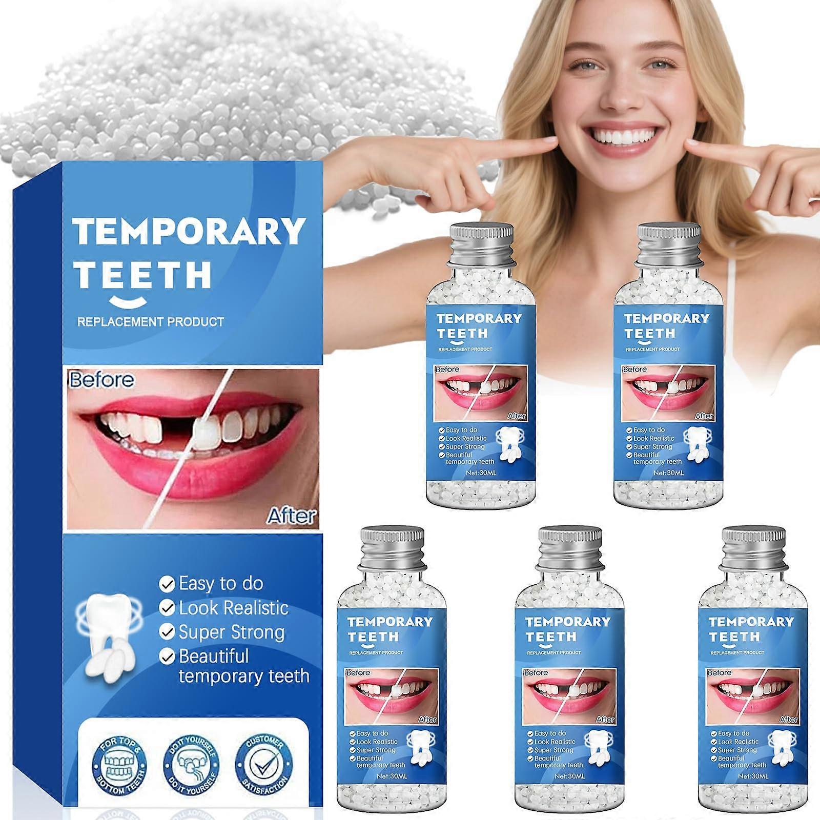 Moldable Teeth  Beads 5PCS White for Temporary False Teeth DIY Dental Restoration