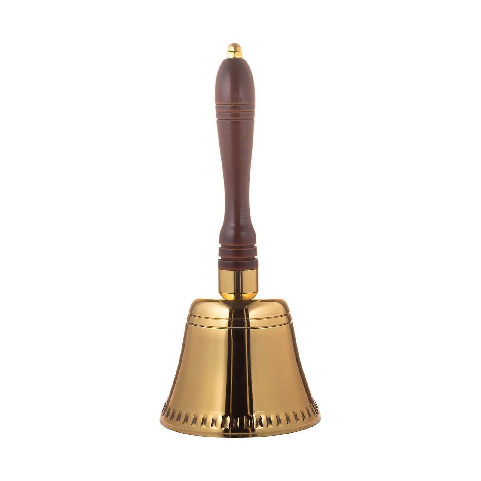 Solid Brass Service Bell with Wooden Handle, Clear Loud Tone for Reception, Dinner, School 3.14in