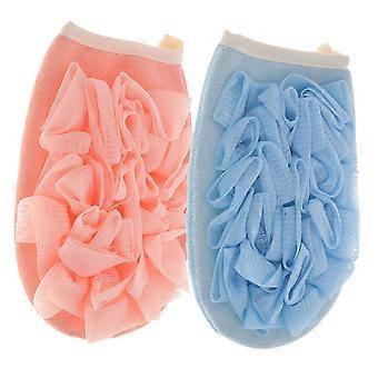 2 guantes de baño exfoliantes para eliminar las células muertas de la piel, reutilizables para la ducha y la limpieza corporal.