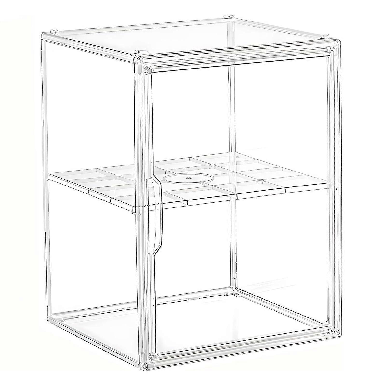 Acrylic Display Case with Magnetic Door, Stackable Clear Storage Box with Divider for Handbags and Boots